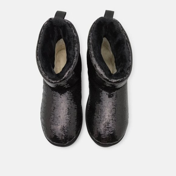 NIB UGG Women Classic Mini Mirror Ball Black sequin boots Sz 6 - Picture 5 of 5